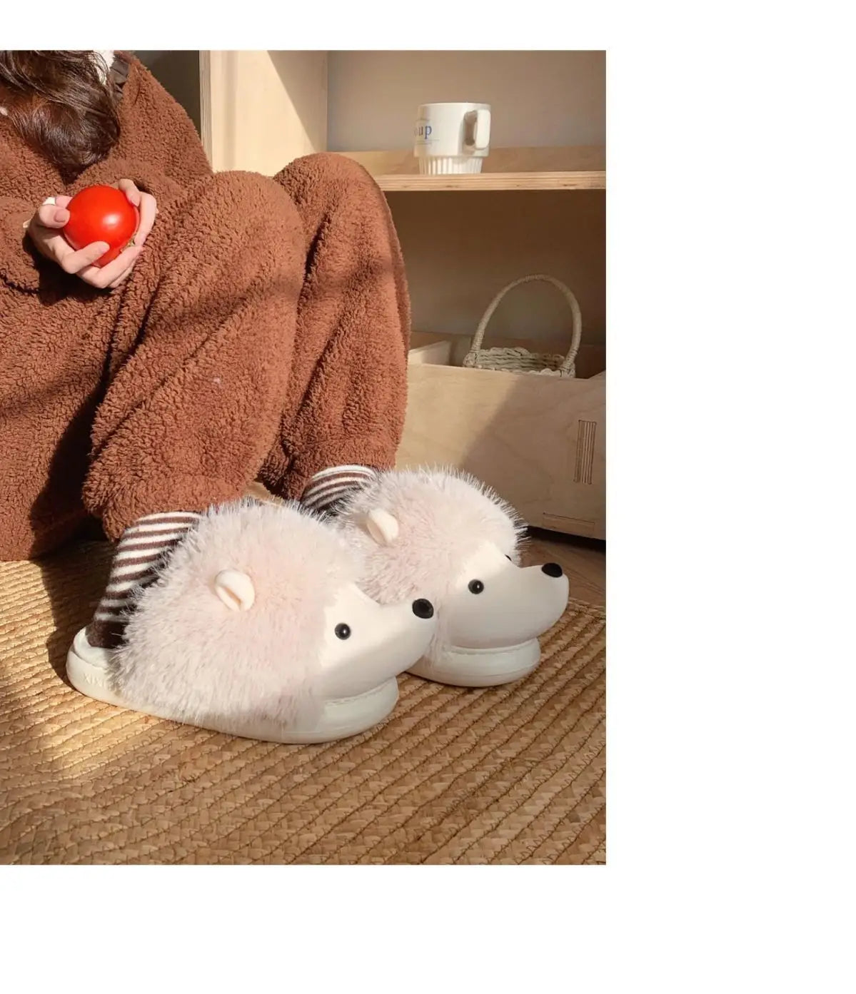 Cute Hedgehog Plush Winter Slippers | Cozy Cotton Home Shoes