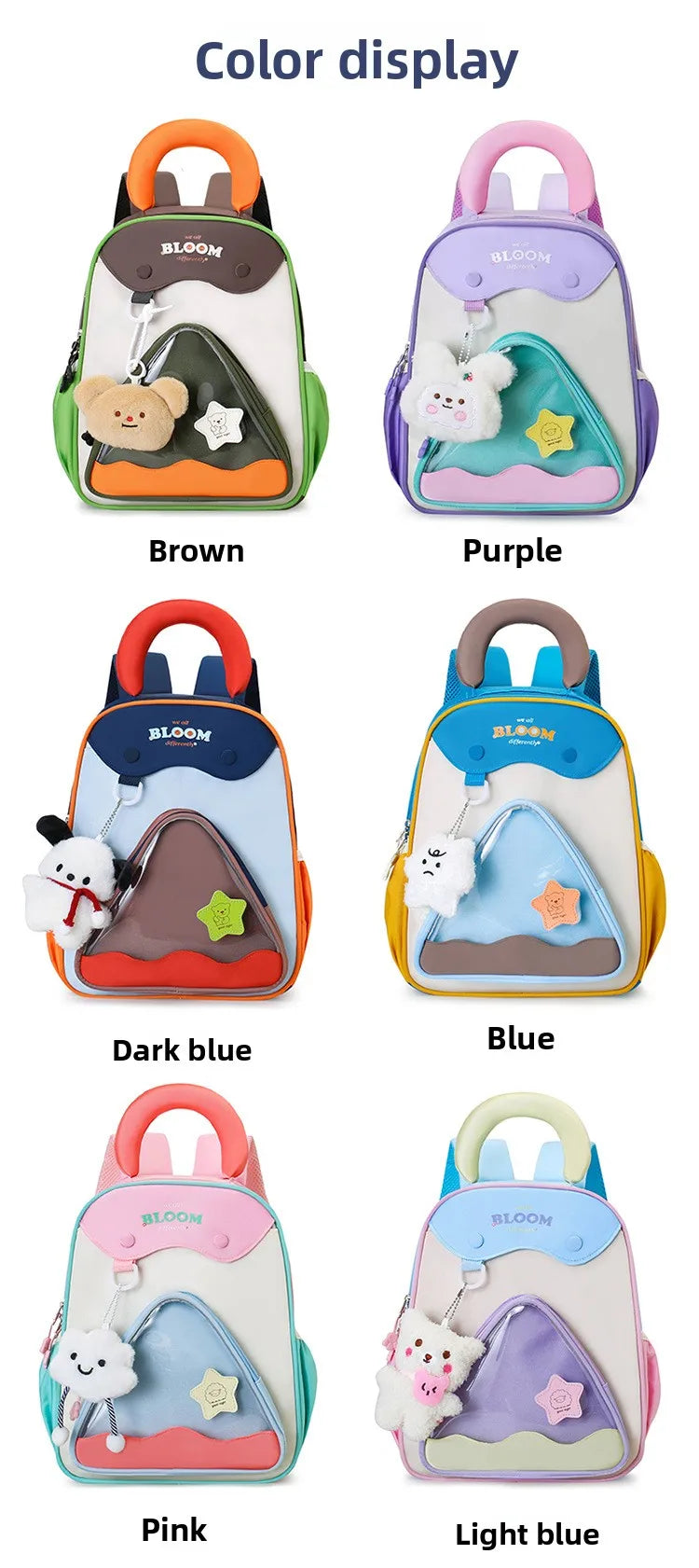 Lightweight Contrast Color Kindergarten Backpack | Cute Stylish Kids Bag