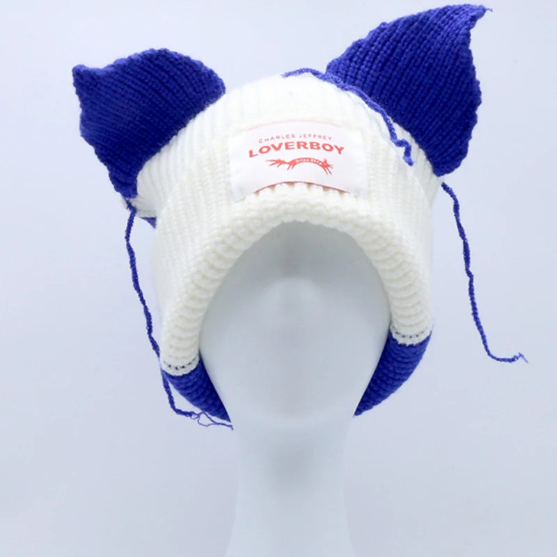 Unisex Long Fox Ears Knitted Beanie | Y2K Bunny Rabbit Hat