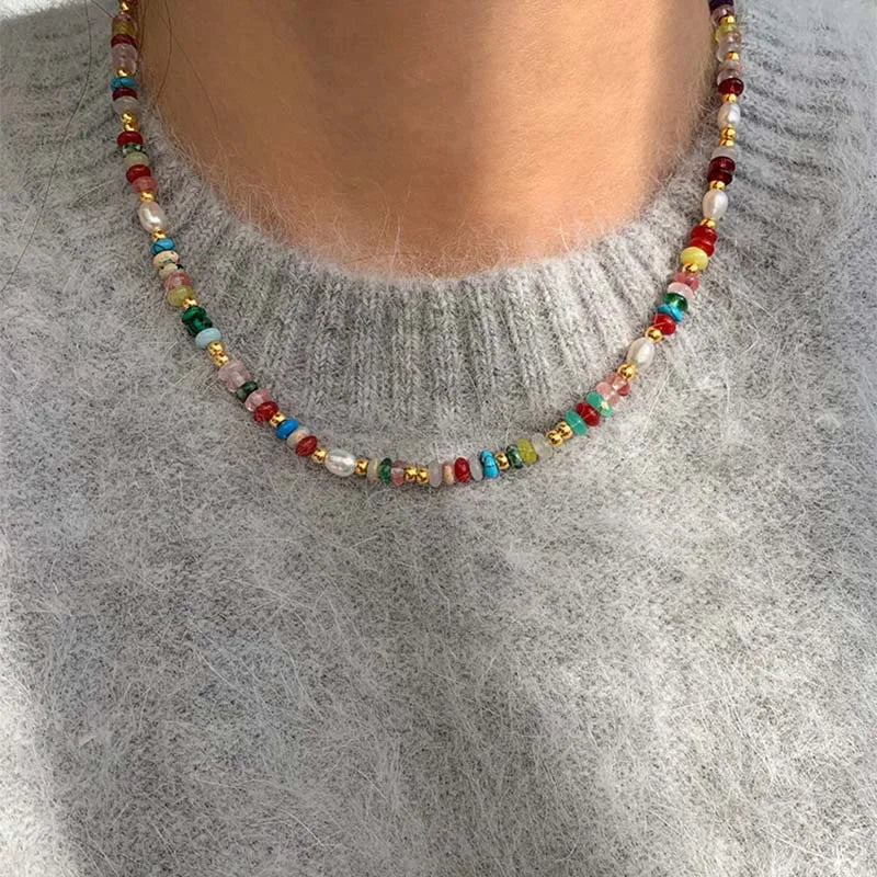 Colorful Beads & Pearl Necklace | Trendy Jewelry for Women