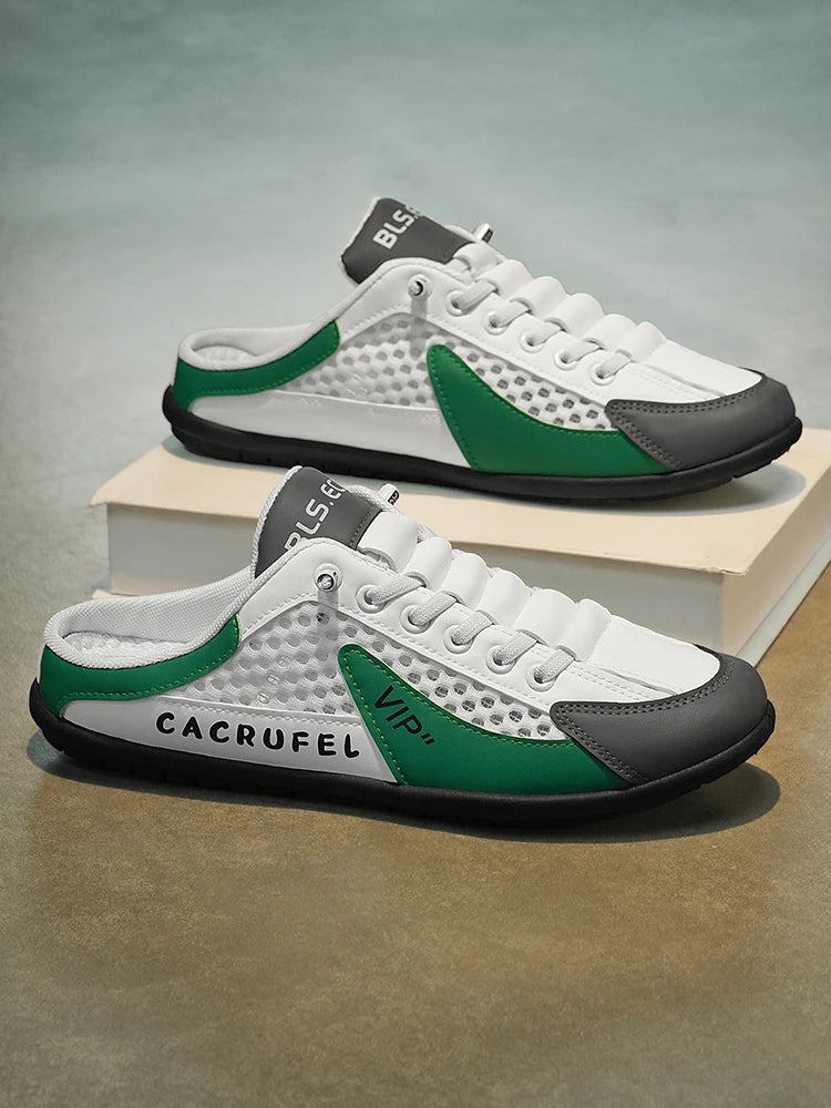 Summer Breathable Mesh Slip-On Half-Slipper for Men, Casual Soft-Soled Closed-Toe Slippers, Mesh Upper Is Refreshing and Breathable, Does Not Suffocate the Feet, Lace-Free Design Is Convenient for Lazy People
