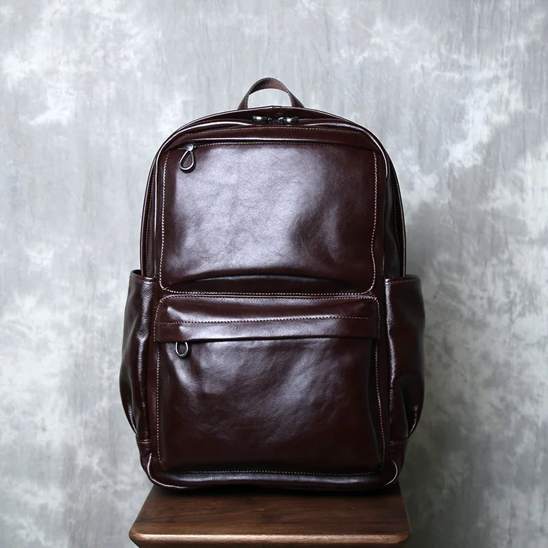 Vintage Leather Backpack for Men | Retro Casual Cowhide Design