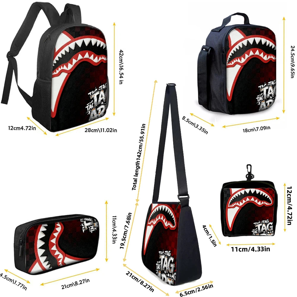 Trendy Shark Graphic Backpack Set | Ideal for School & Adventures