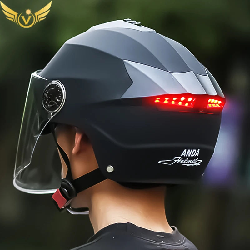 LED Motorcycle Helmet for Moped & Electric Scooter | Unisex Safety Gear