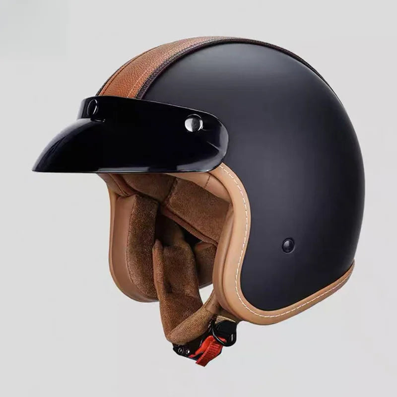 Retro Open Face 3/4 Motorcycle Helmet with Colorful Lens | DOT Certified