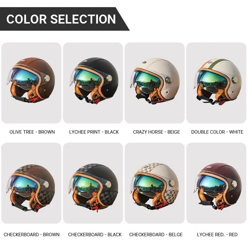 3/4 Open Face Motorcycle Helmet with Dual Sun Visor for All Riders