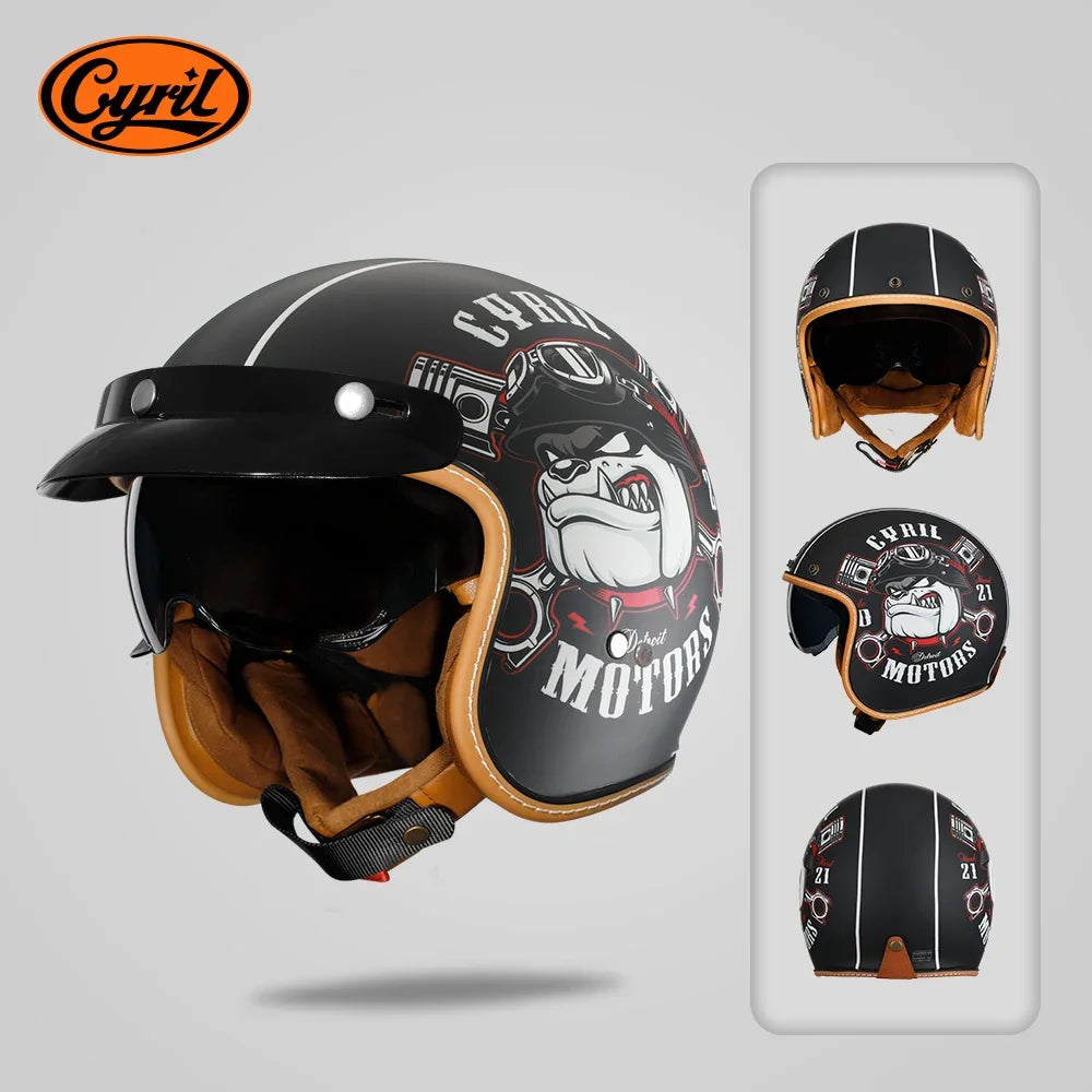 Lightweight Retro Open Face Motorcycle Helmet for Men & Women