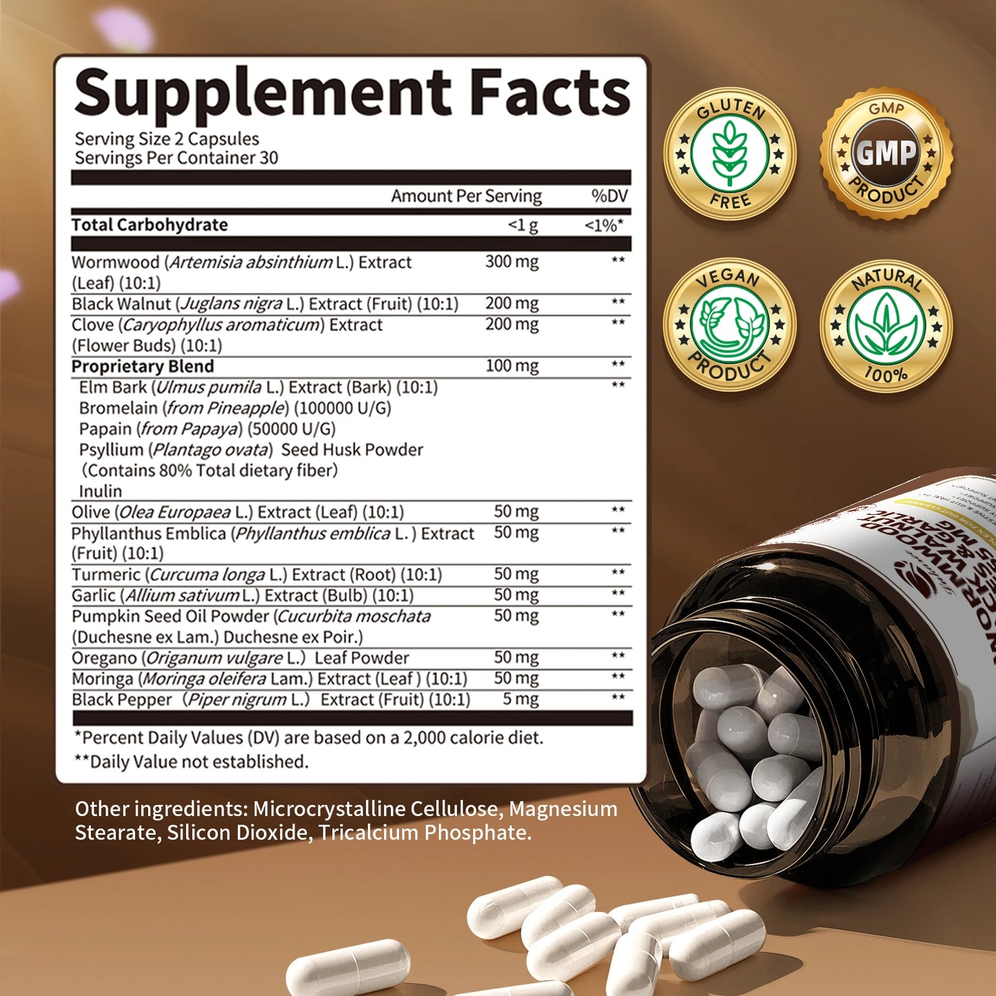 16-in-1 Black Walnut Wormwood Capsules for Digestive Health