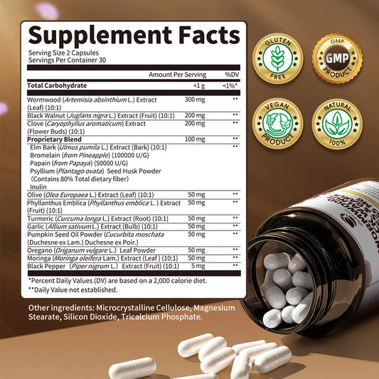 16-in-1 Black Walnut Wormwood Capsules for Digestive Health