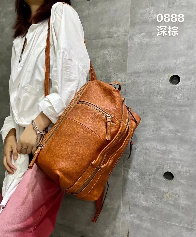 Retro Multi-Functional Vintage Backpack | Large Capacity Leather Bag