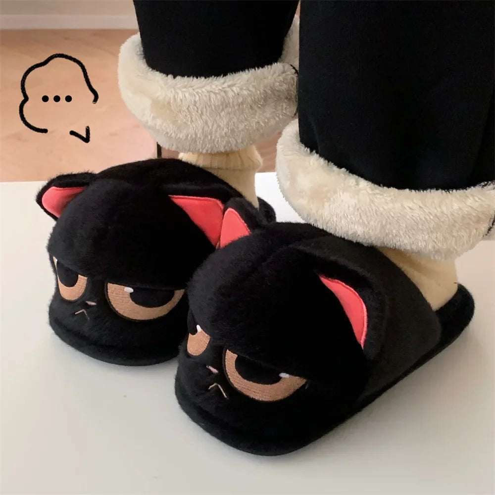 Unisex Cute Cartoon Cat Plush Slippers | Cozy Winter House Shoes