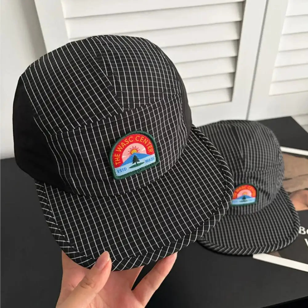 5 Panel Baseball Cap Mesh Nylon Breathable Color Block Hat for Men Women Running Hiking Camping Outdoor Sport Cap