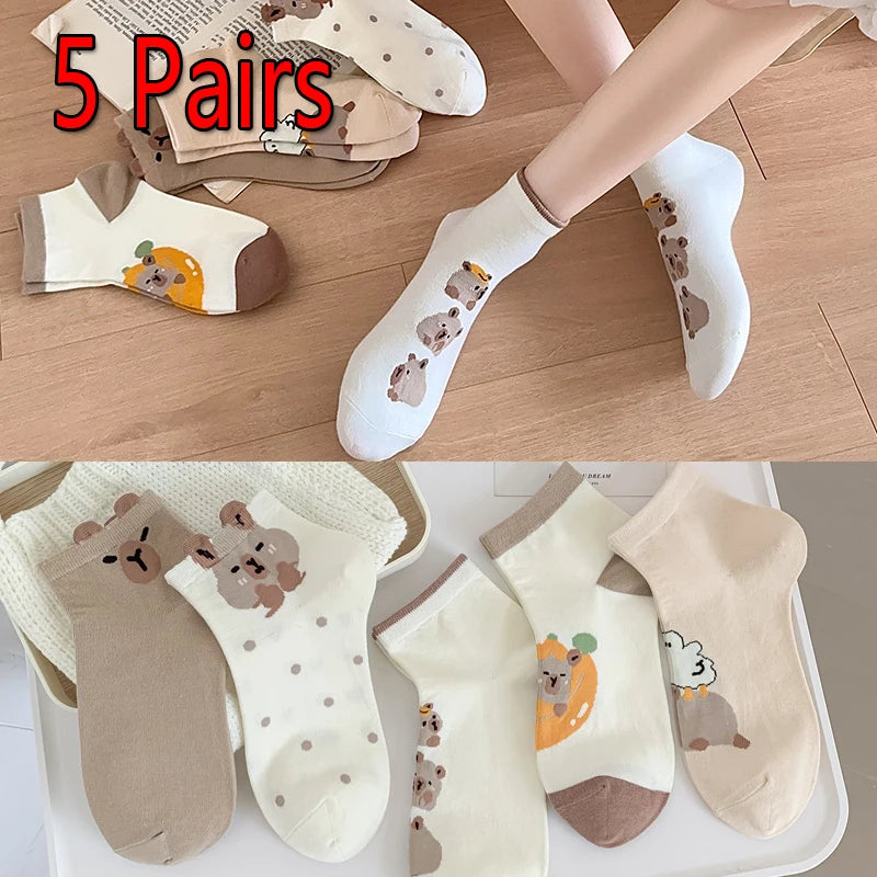 Breathable Cartoon Bear & Capybara Socks | Fun Summer Comfort