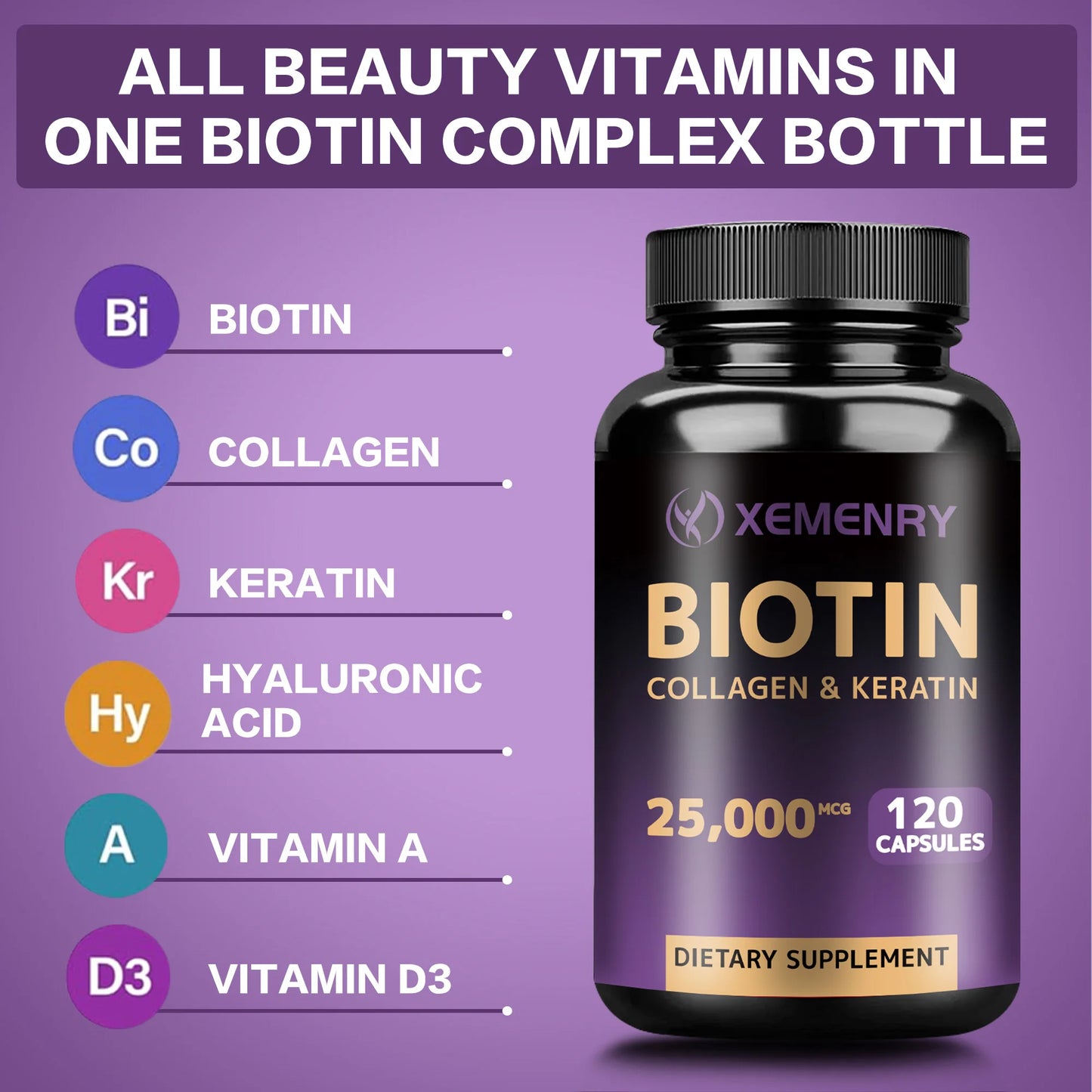Biotin + Collagen + Keratin + Hyaluronic Acid Supplements