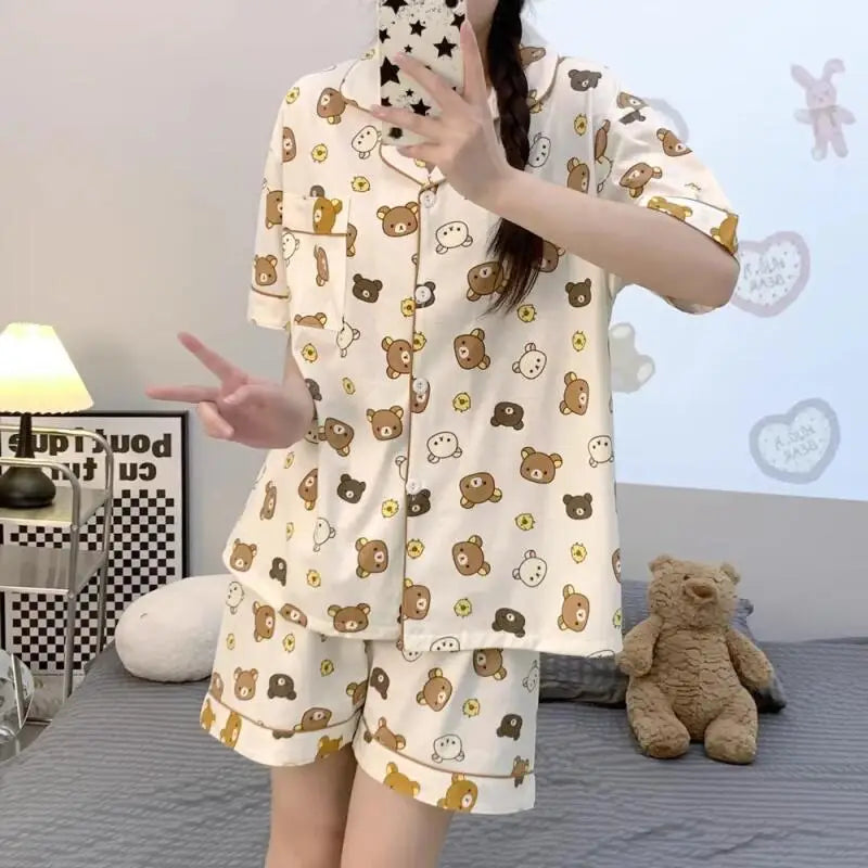Cute Cartoon Pajamas Set for Couples | Plus Size Flannel Homewear