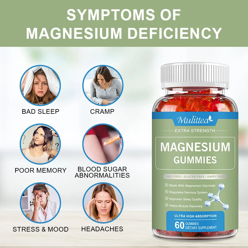 Magnesium Gummies with Vitamin B6 & D for Muscle & Sleep Support