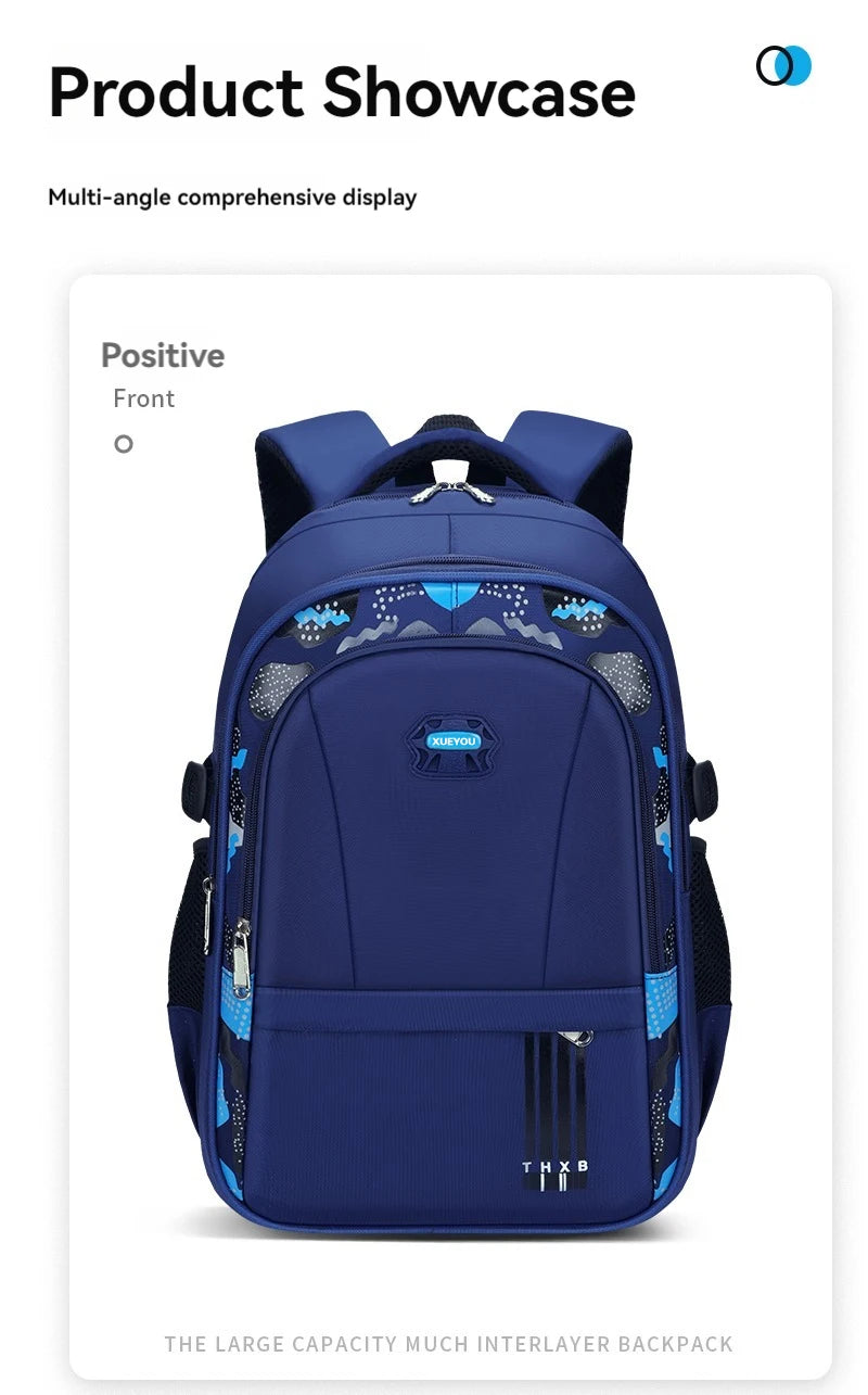 Lightweight Boys Schoolbag for Grades 1-6 | Large Capacity Kids Bag