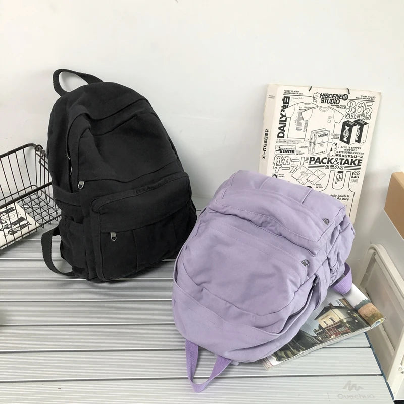 Stylish Vintage Fabric Backpack | Trendy & Functional Student Bag