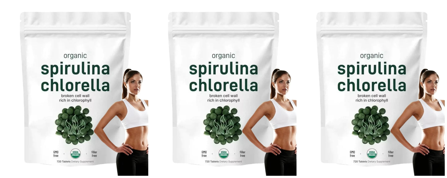 Organic Spirulina Chlorella Tablets - Vegan Superfood Blend