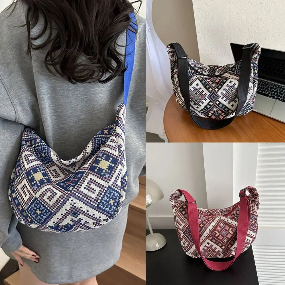 Fashionable Large-Capacity Canvas Shoulder Bag for Women