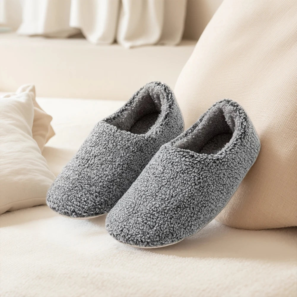 Cozy Women Plush Closed-Back Slippers | Warm Comfortable Indoor Shoes