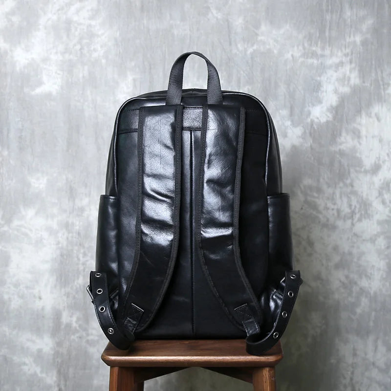 Vintage Leather Backpack for Men | Retro Casual Cowhide Design