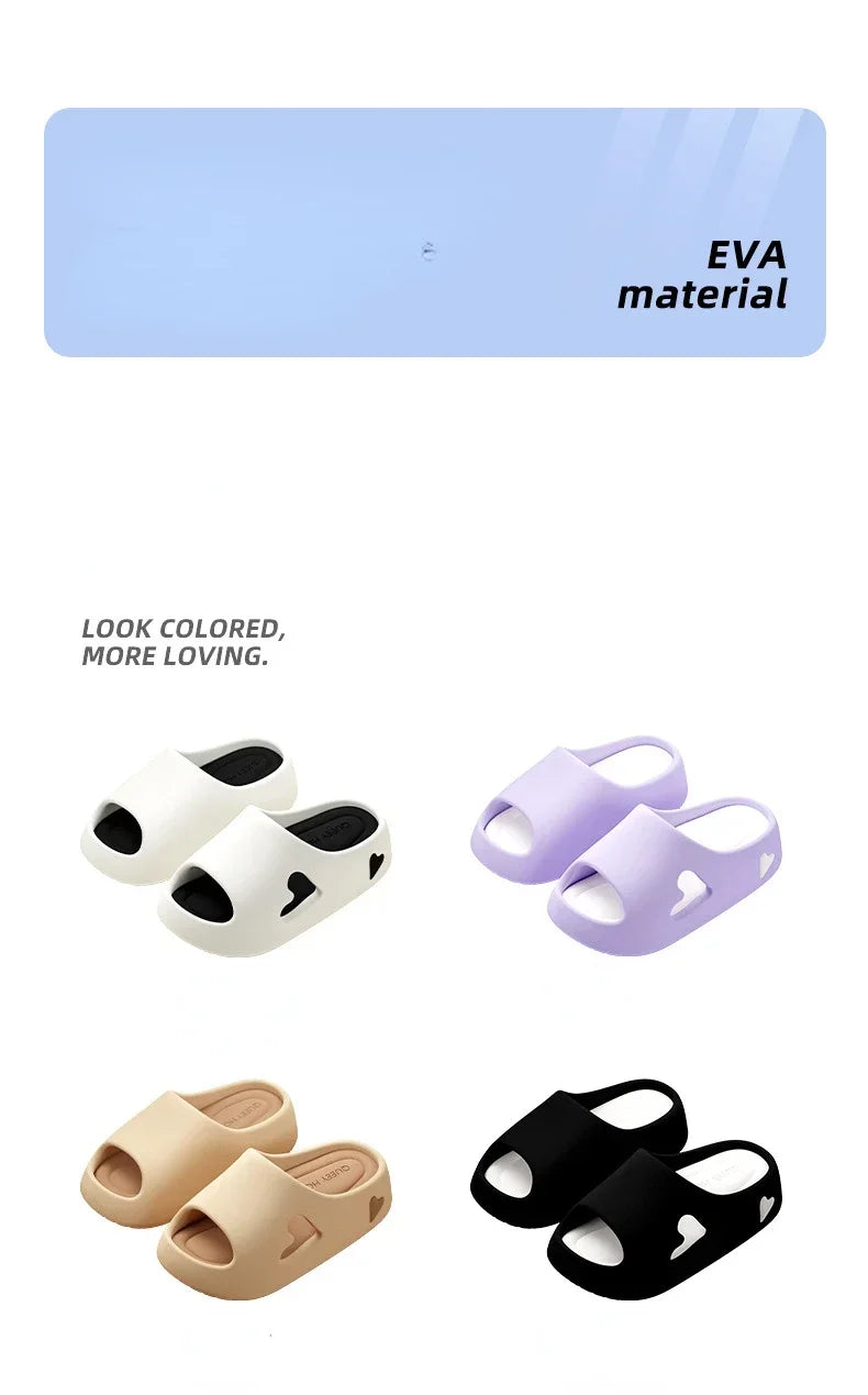 Women's Heart Platform Cloud Slippers | Soft Indoor & Outdoor Sandals