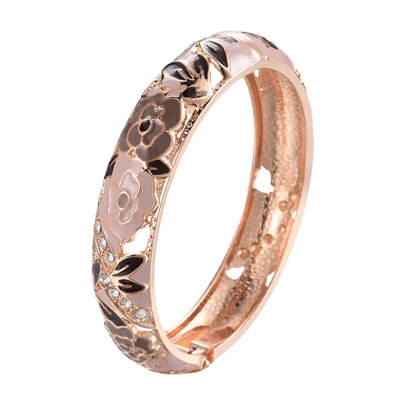 Stylish Cloisonne Double Bangle Set | Elegant Enamel Bracelets for Women