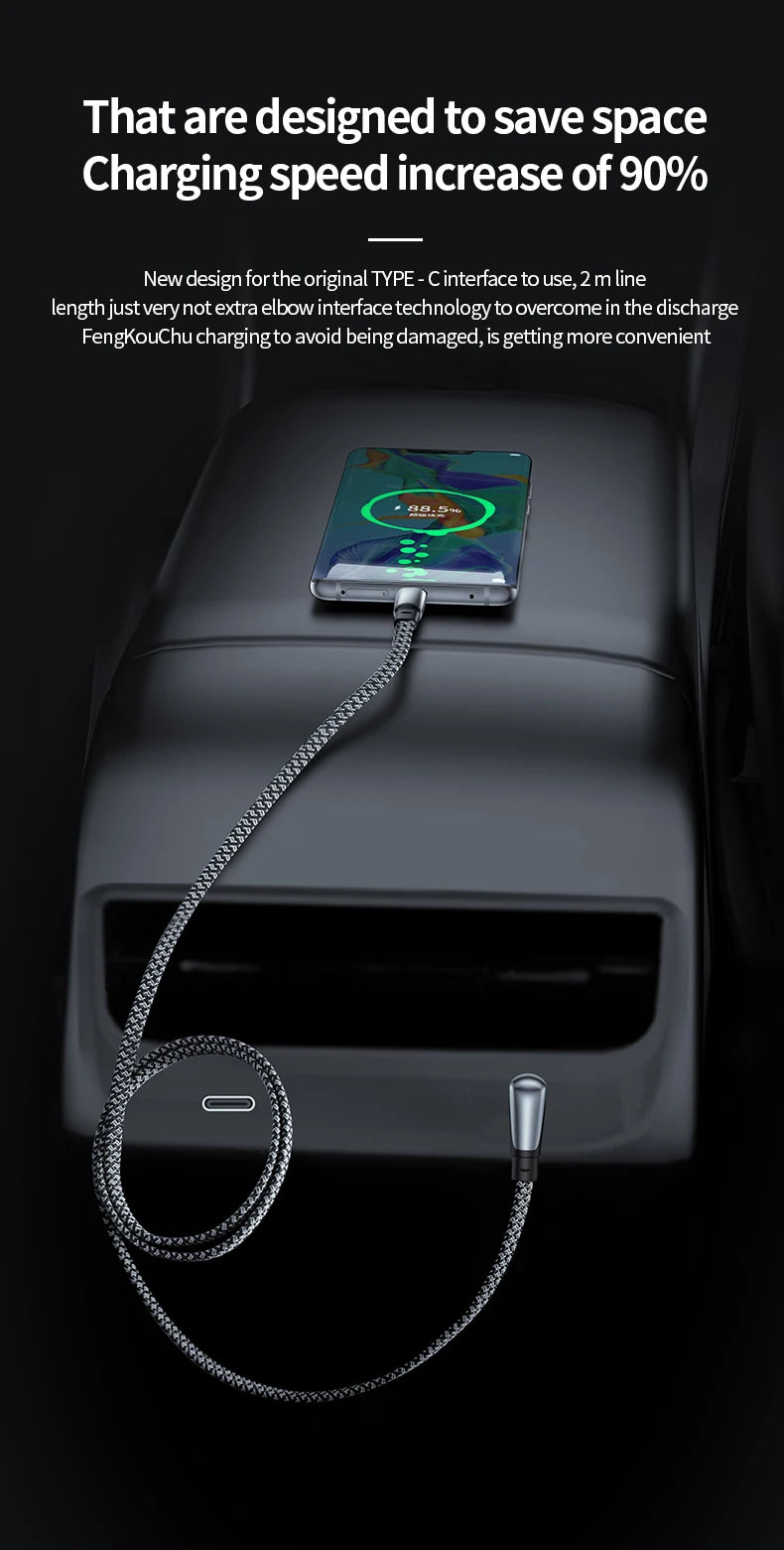 USB C Charger Cable | Flat 90 Degree Type C Charging Cable