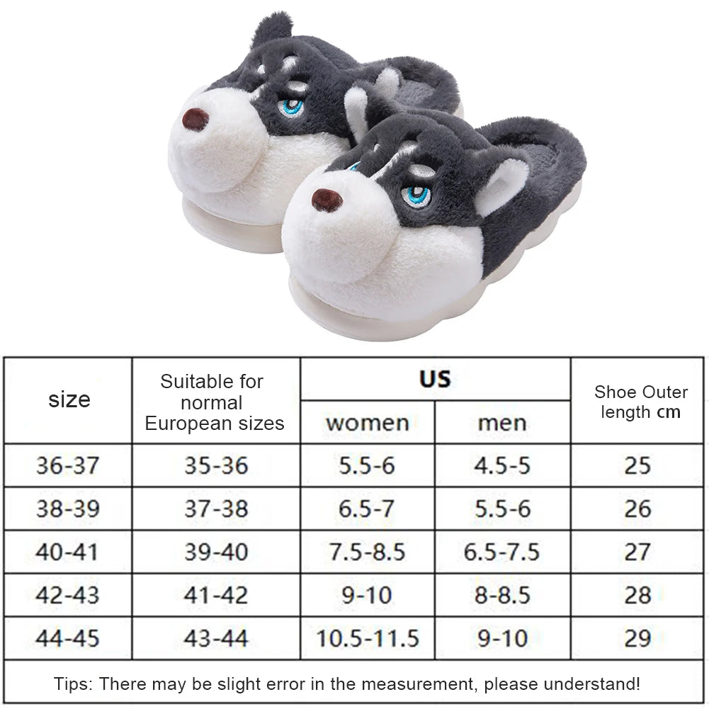 Cute 3D Husky Plush Slippers | Cozy Fuzzy Indoor Dog Shoes