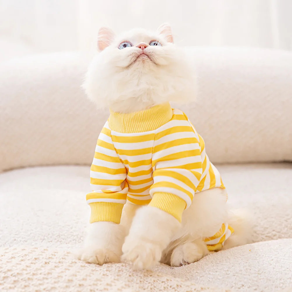 Cute Striped Dog Jumpsuit | Cozy Spring Autumn Pet Pajamas