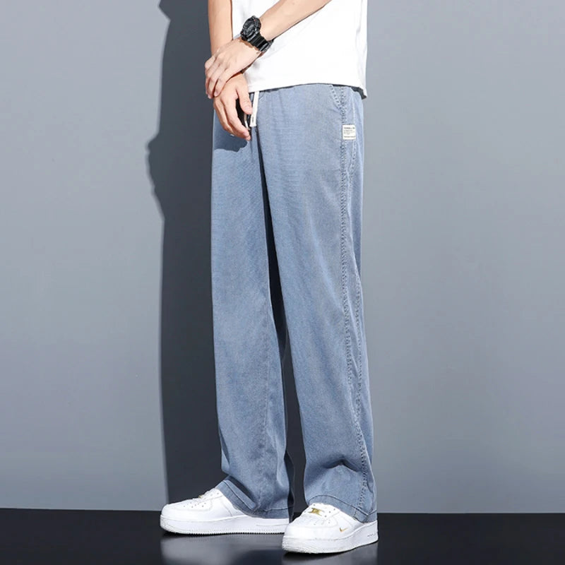 Men's Soft Lyocell Casual Jeans | Thin Loose Straight Pants