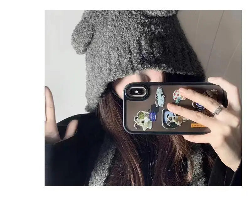 Women's Cute Bear Ear Plush Beanie | Cozy Winter Bomber Hat