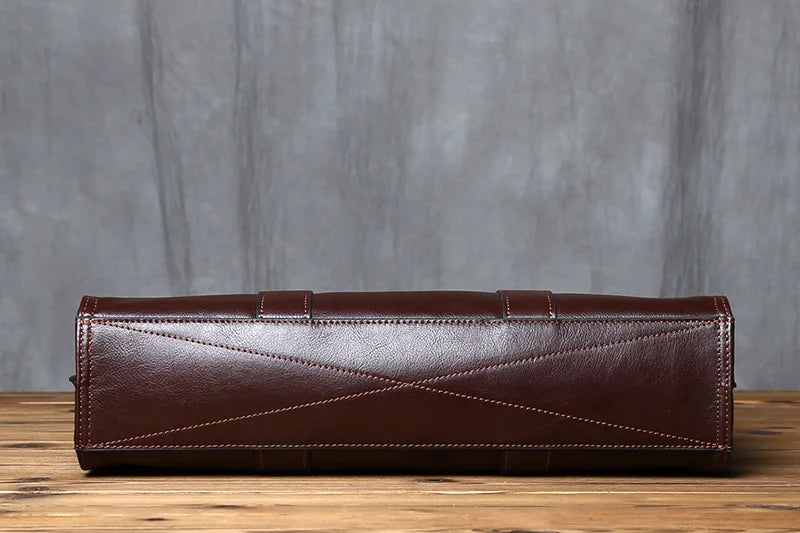 Vintage Genuine Leather Men's Briefcase for 14 Inch Laptops