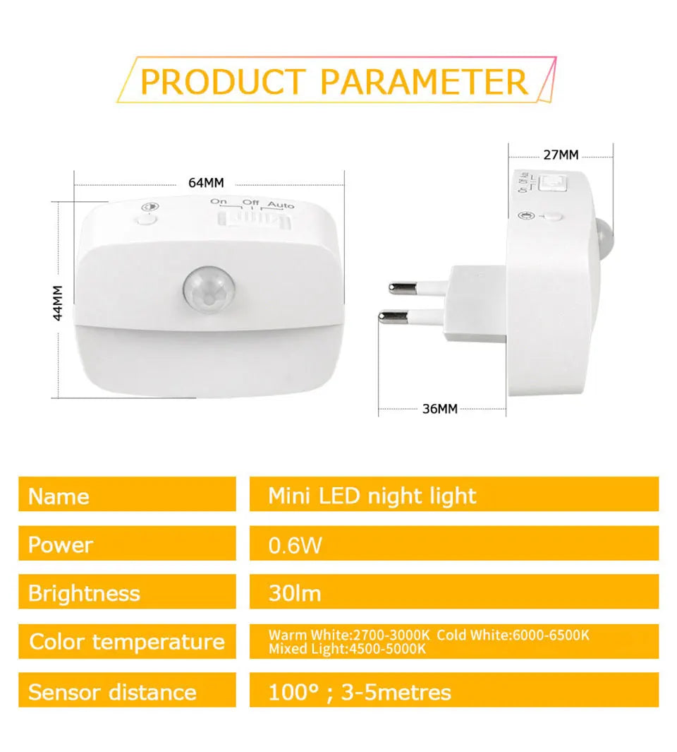 LED Motion Sensor Night Light | 3-Color Temperature Convenience