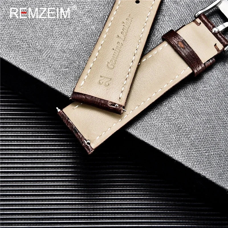 Colorful Ostrich Pattern Cowhide Leather Watch Strap | Quick Release