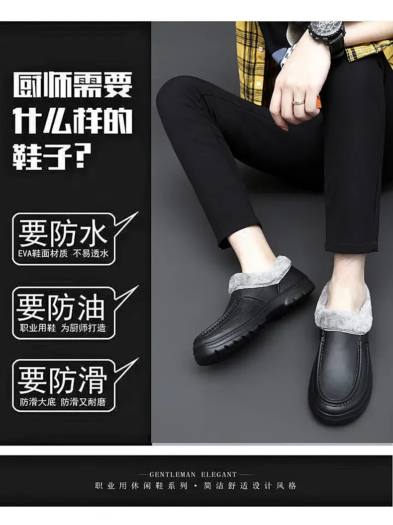 Men’s Waterproof Winter Work Slippers | Warm Anti-Slip Casual Shoes