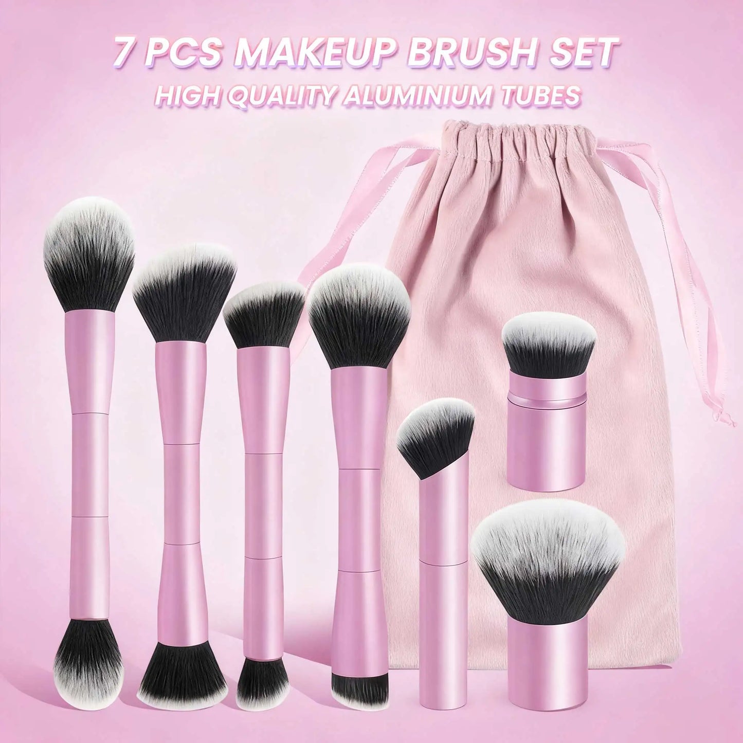 7pcs Double Sided Kabuki Makeup Brush Set | Flawless Finish