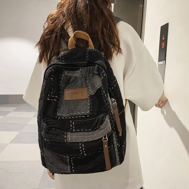 Trendy Washed Denim Backpack | Stylish College Laptop Bag