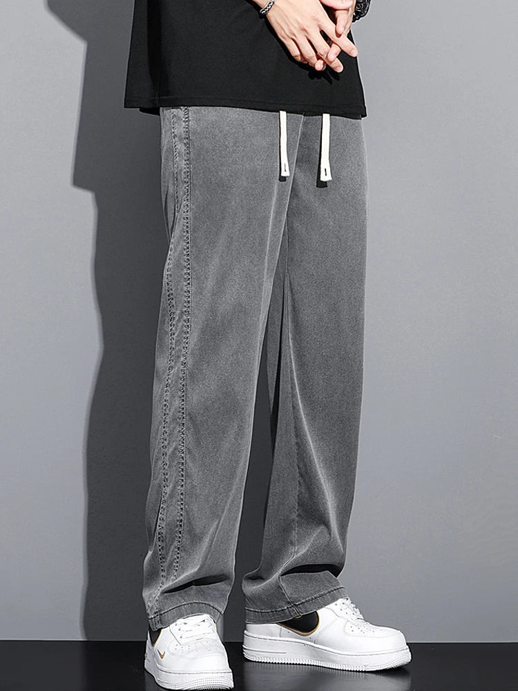 Men's Soft Lyocell Casual Jeans | Thin Loose Straight Pants