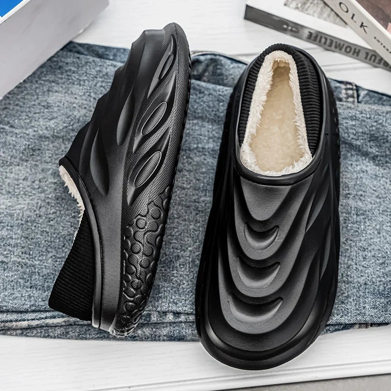 Men’s Velvet-Lined Winter Slippers | Cozy Non-Slip House Shoes