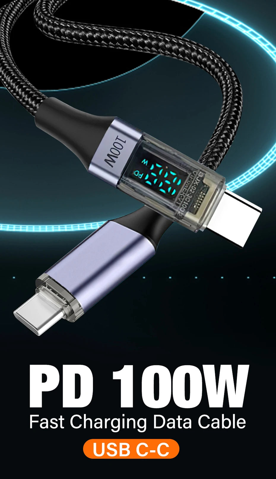 USB Type C to C Fast Charging Data Cable - 100W PD Support