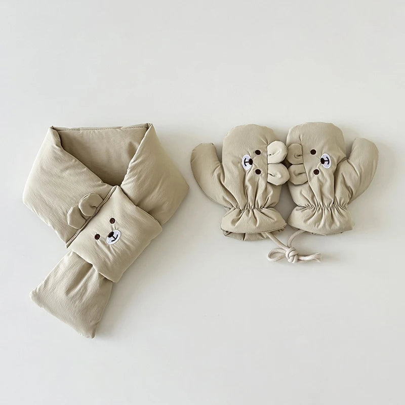 Winter Kids Scarf & Gloves Set | Cute Cartoon Accessories