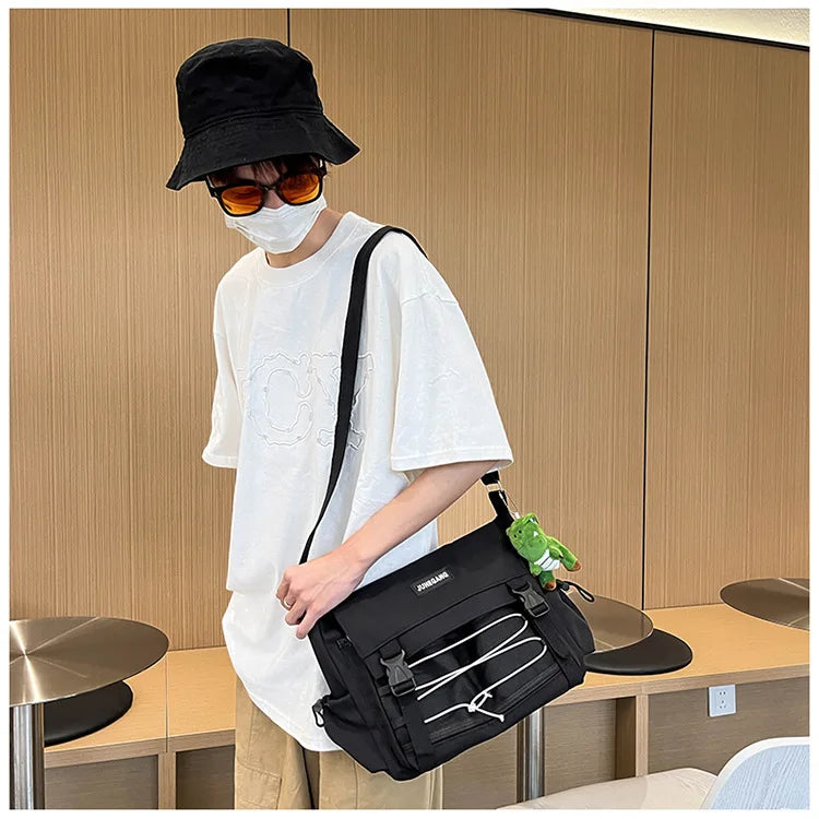 Bolso cruzado de nailon elegante para adolescentes | Bandolera multibolsillos