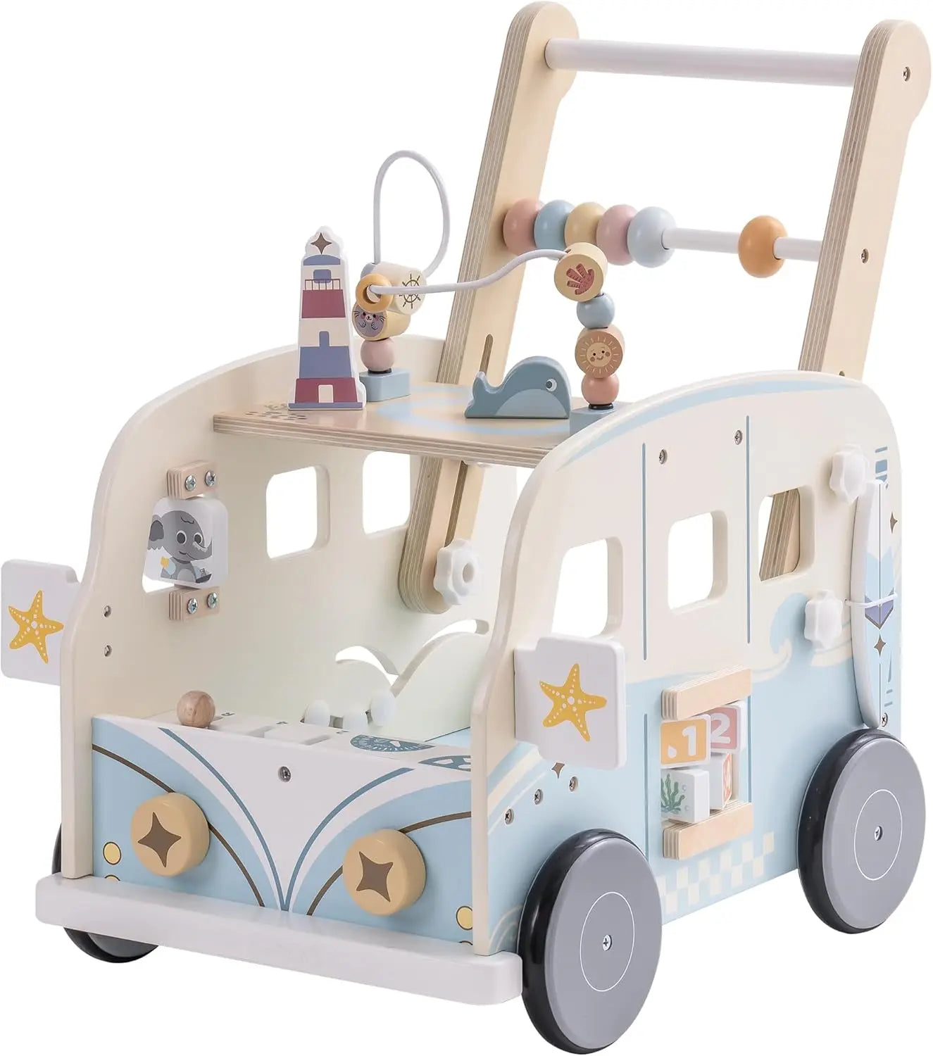 Multifunctional Wooden Baby Walker | Engaging Activity Push Toy