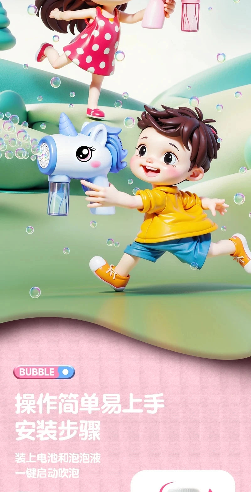 Unicorn Electric Bubble Gun | Automatic Soap Blower for Kids
