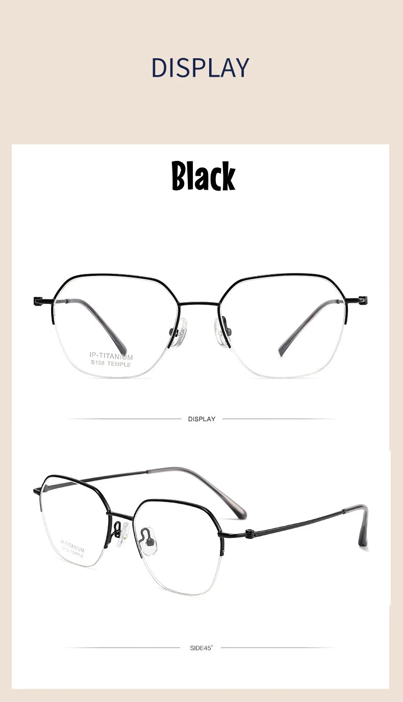 Stylish Titanium Half-Frame Photochromic Sunglasses for Women