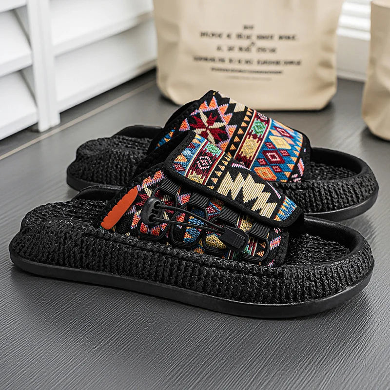 Men's European and American Style Outdoor Slippers, Thick-soled Fashionable Flip Flops for Beach and Leisure