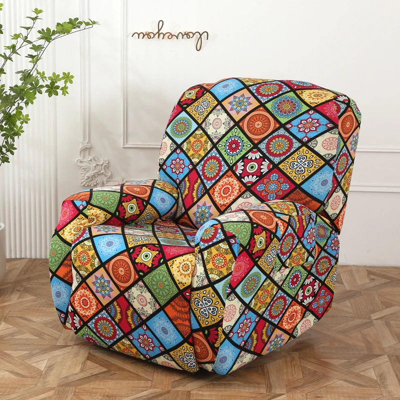 Printed Recliner Cover with Pockets | 4-Piece Furniture Protector