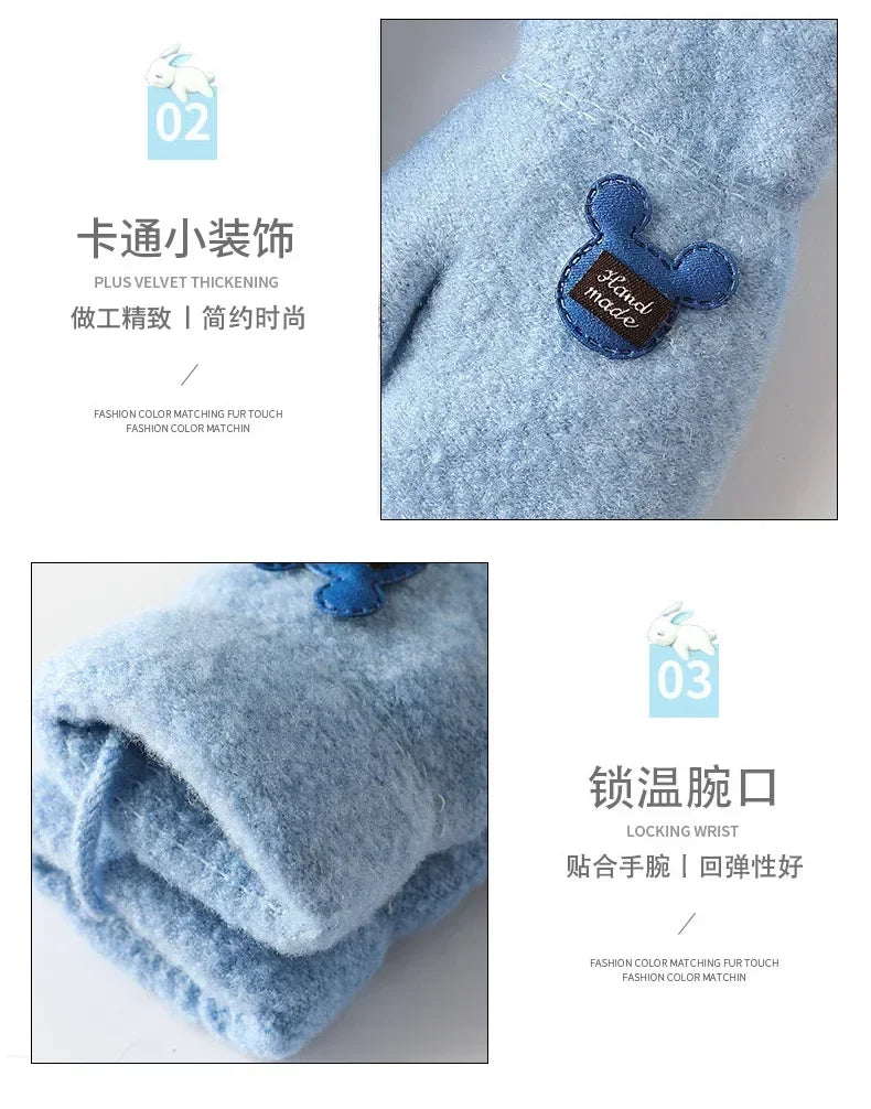 Warm Winter Mittens for Kids | Plush Mohair Gloves for Girls & Boys
